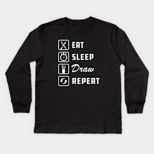 Drawing - Eat Sleep Draw Repeat Kids Long Sleeve T-Shirt